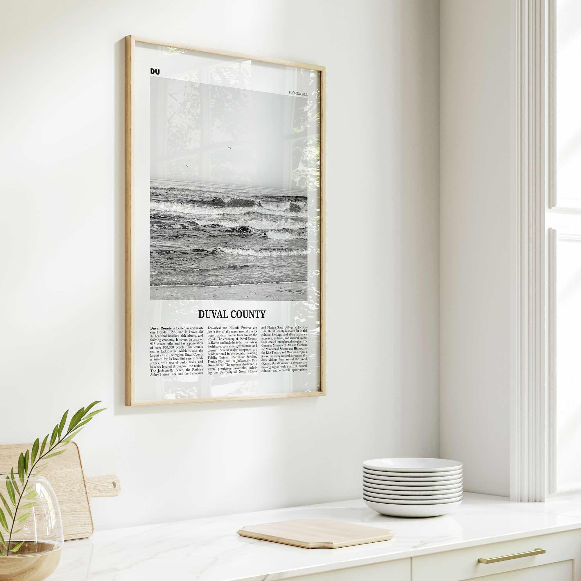 Duval County Print Black and White, Duval County Wall Art, Duval County Poster, Duval County Photo, Duval County Wall Décor, Duval Map