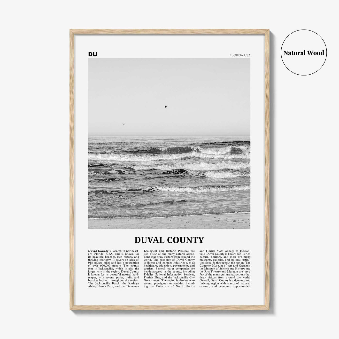 Duval County Print Black and White, Duval County Wall Art, Duval County Poster, Duval County Photo, Duval County Wall Décor, Duval Map