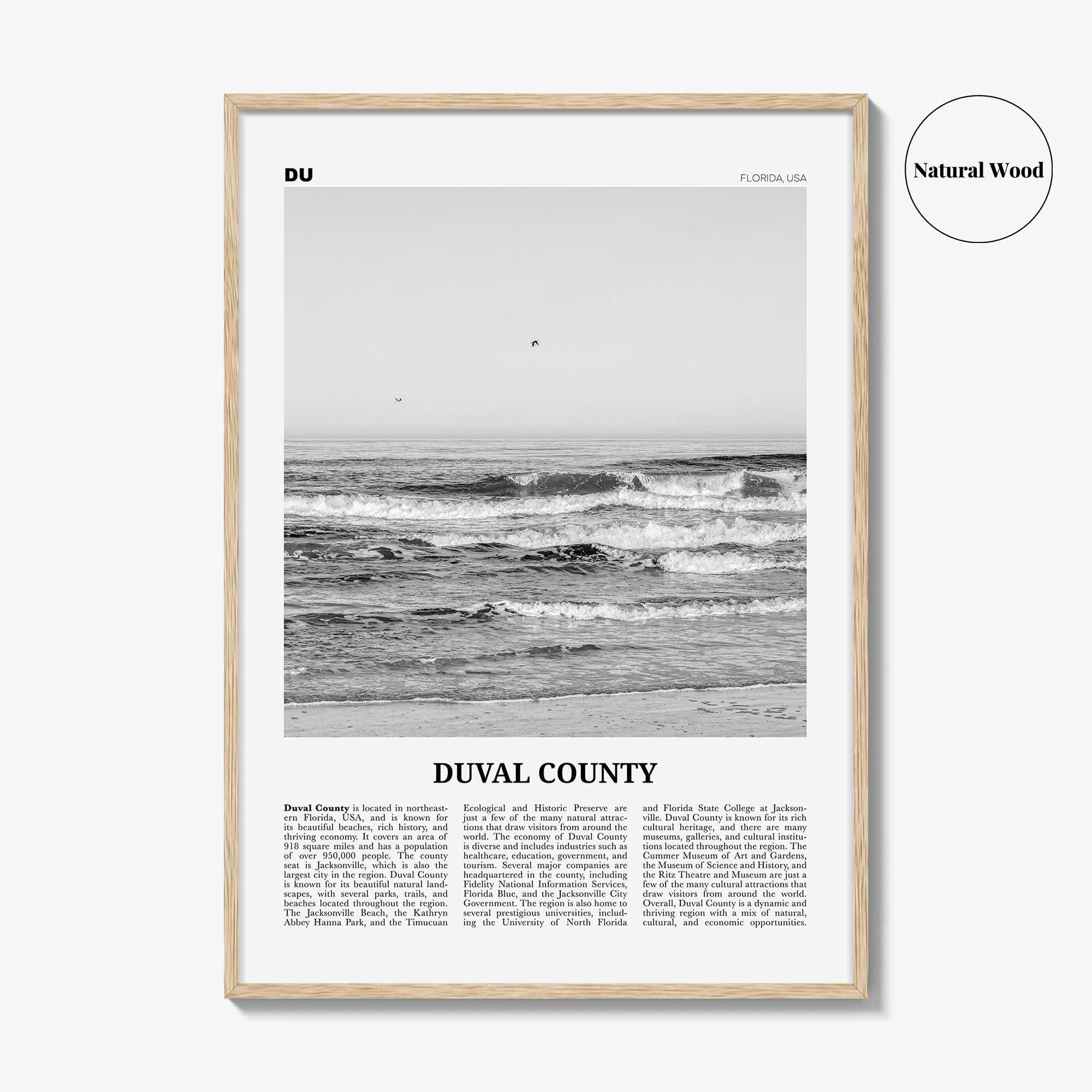 Duval County Print Black and White, Duval County Wall Art, Duval County Poster, Duval County Photo, Duval County Wall Décor, Duval Map