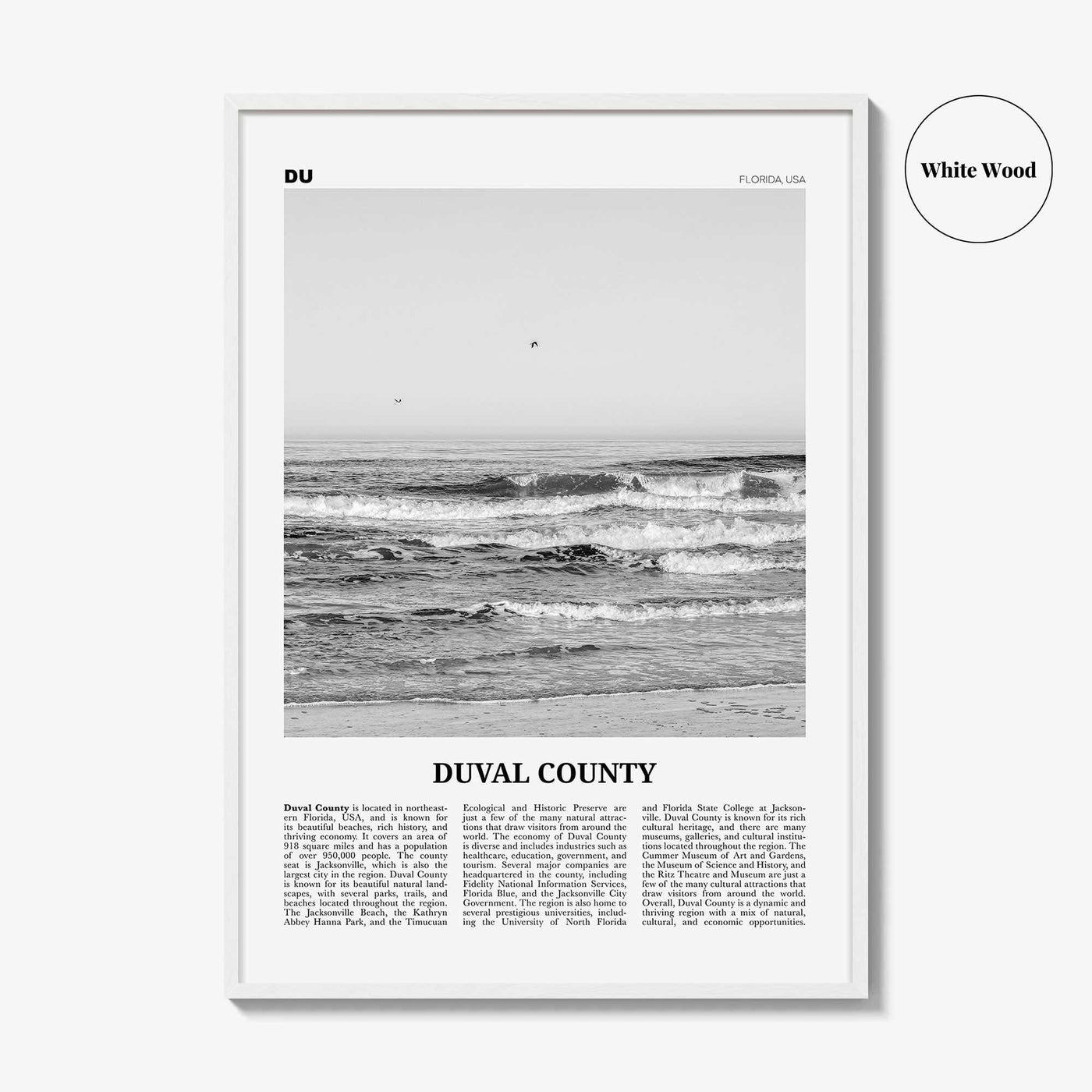 Duval County Print Black and White, Duval County Wall Art, Duval County Poster, Duval County Photo, Duval County Wall Décor, Duval Map