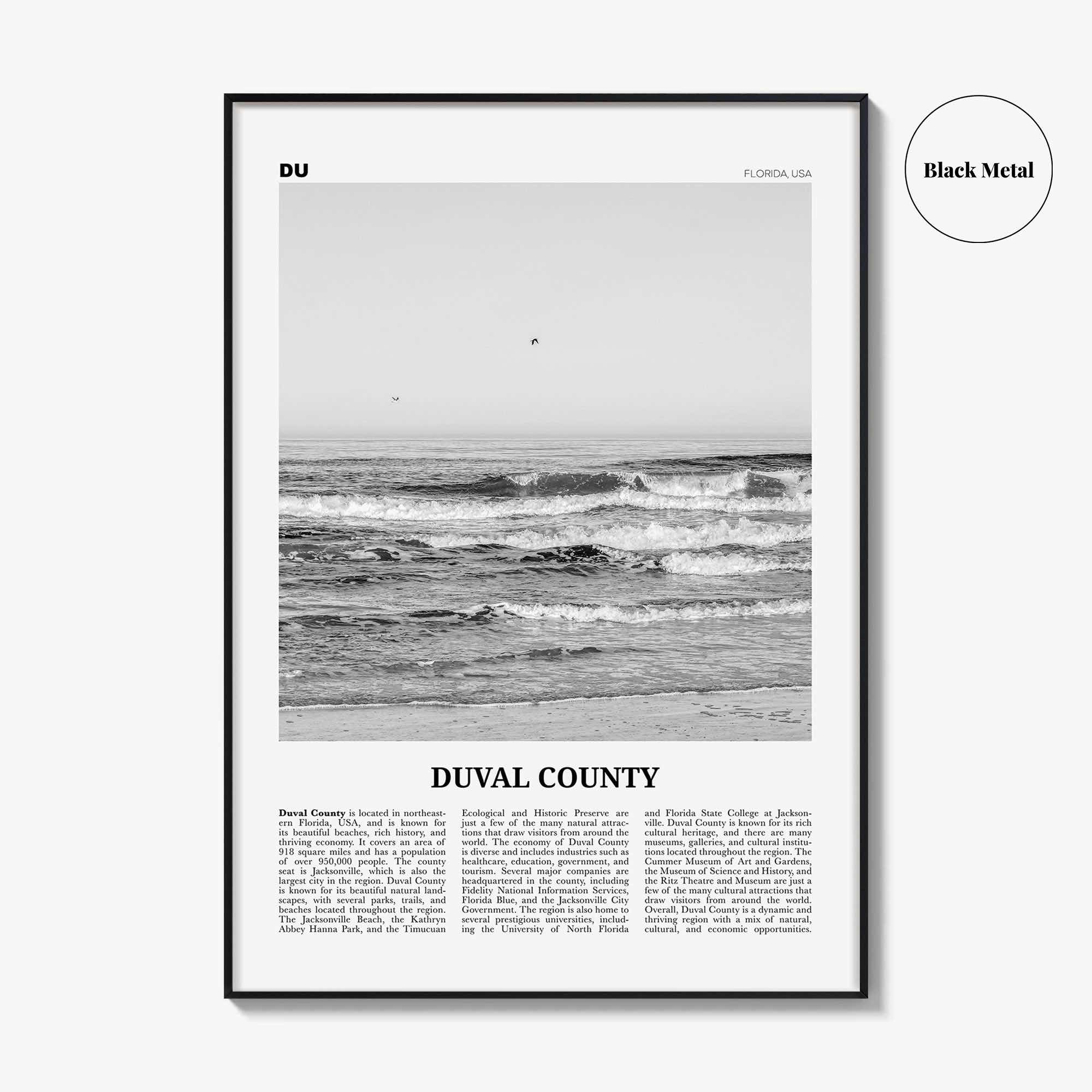 Duval County Print Black and White, Duval County Wall Art, Duval County Poster, Duval County Photo, Duval County Wall Décor, Duval Map