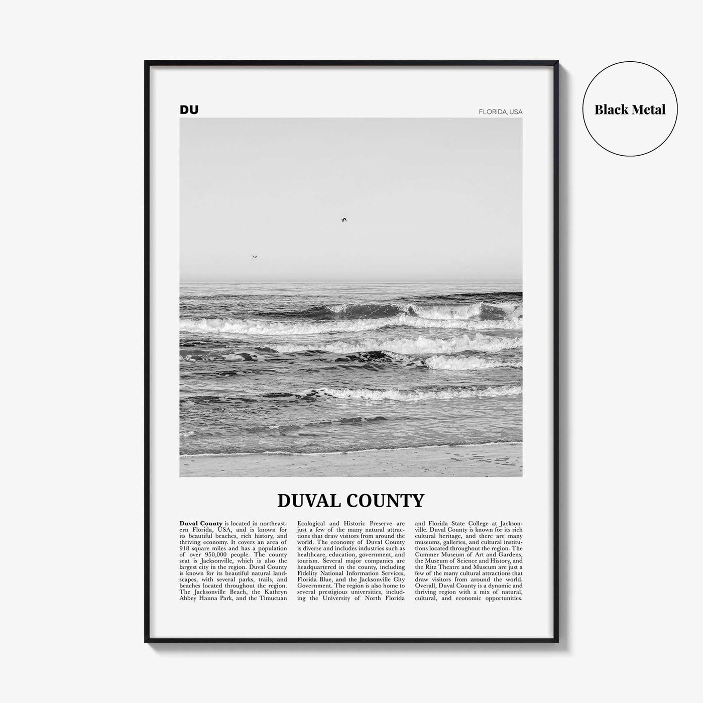 Duval County Print Black and White, Duval County Wall Art, Duval County Poster, Duval County Photo, Duval County Wall Décor, Duval Map