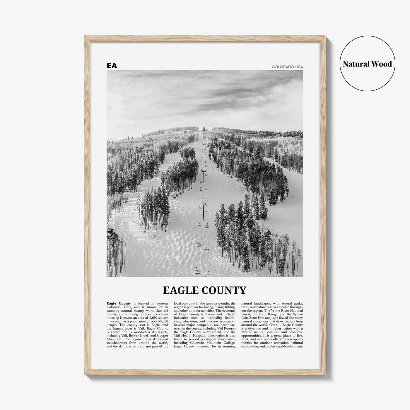 Eagle County Print Black and White, Eagle County Wall Art, Eagle County Poster, Eagle County Photo, Eagle County Wall Décor, Eagle Map
