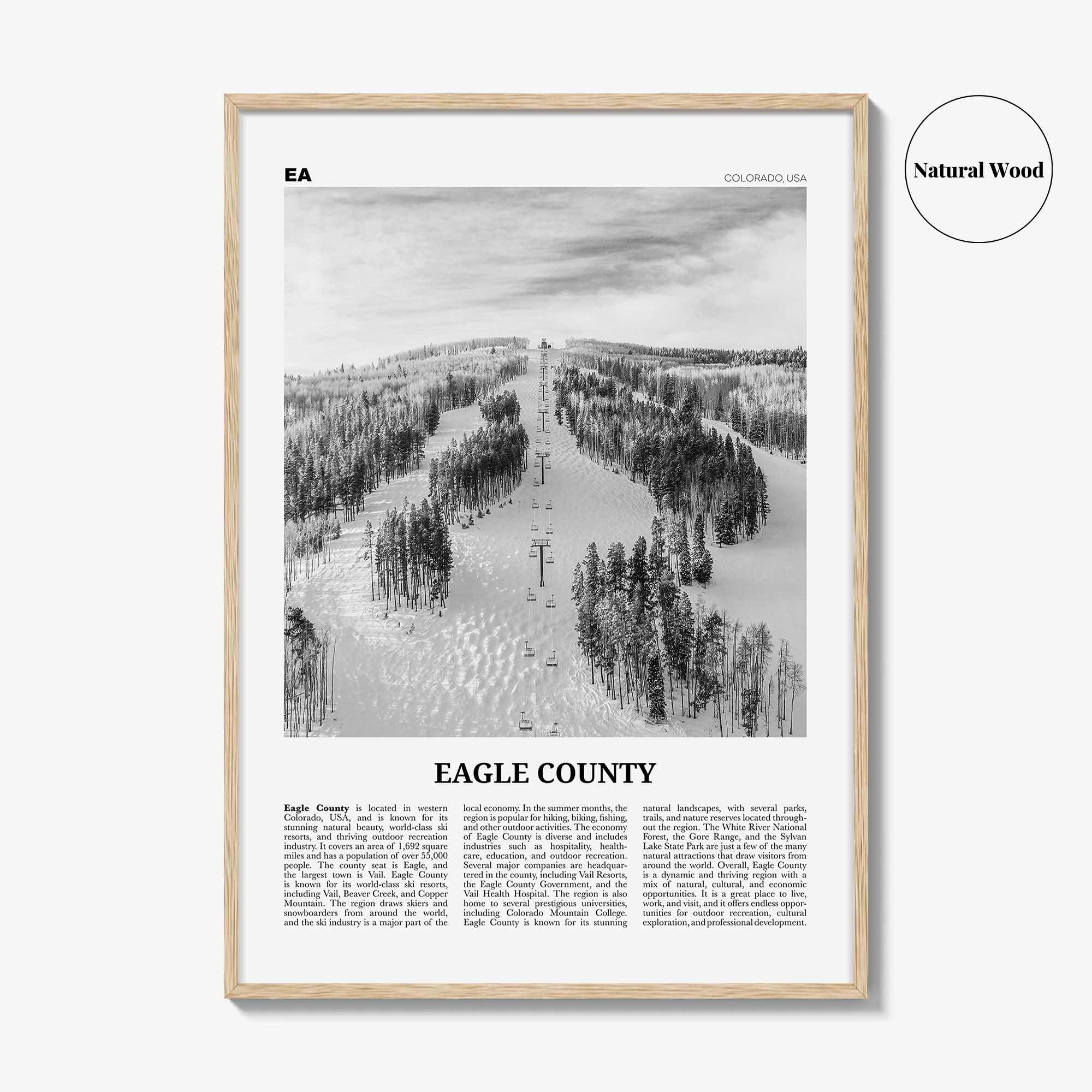Eagle County Print Black and White, Eagle County Wall Art, Eagle County Poster, Eagle County Photo, Eagle County Wall Décor, Eagle Map