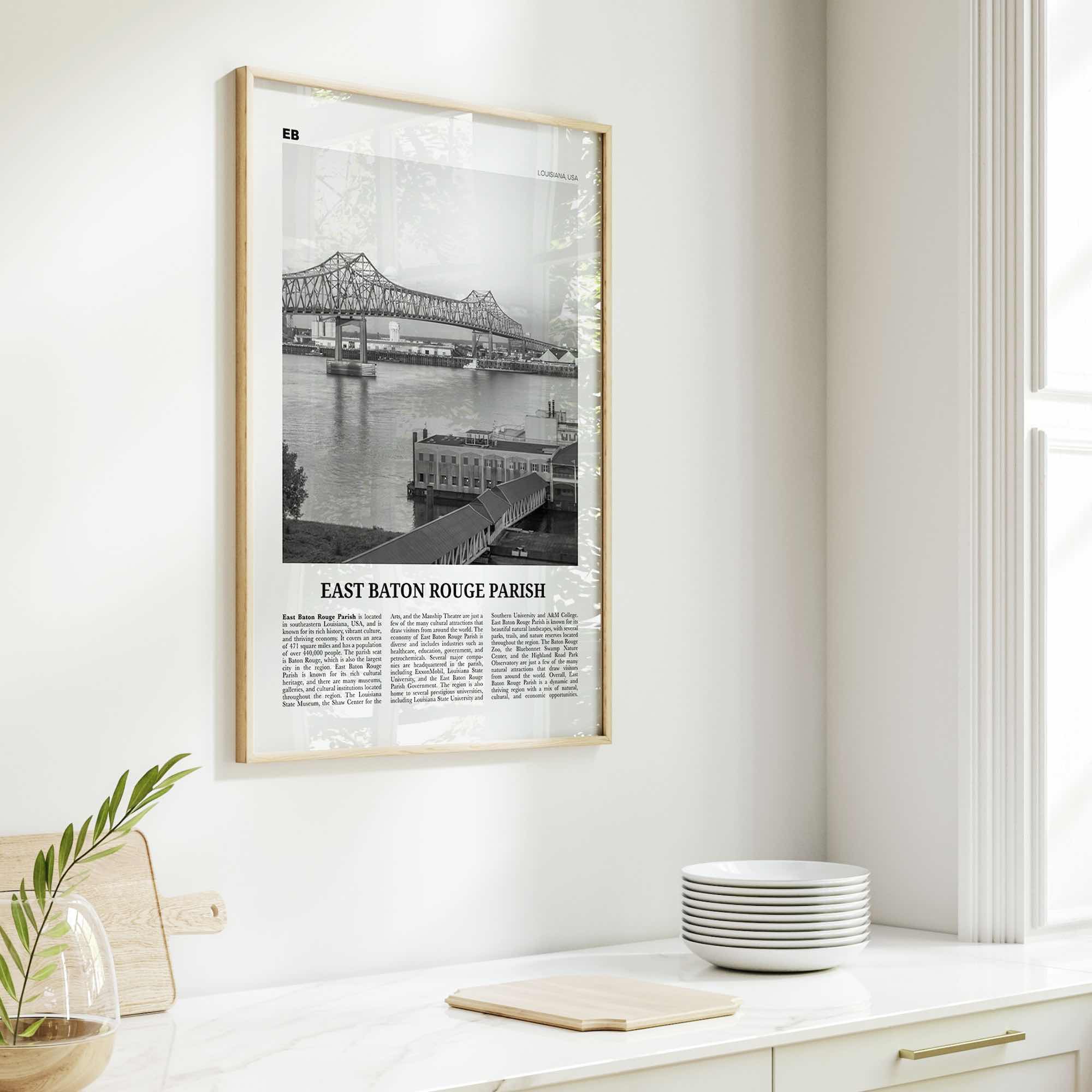 East Baton Rouge Parish Print Black and White, East Baton Wall Art, East Baton Poster, East Baton Photo, East Baton Wall Décor, Baton Map