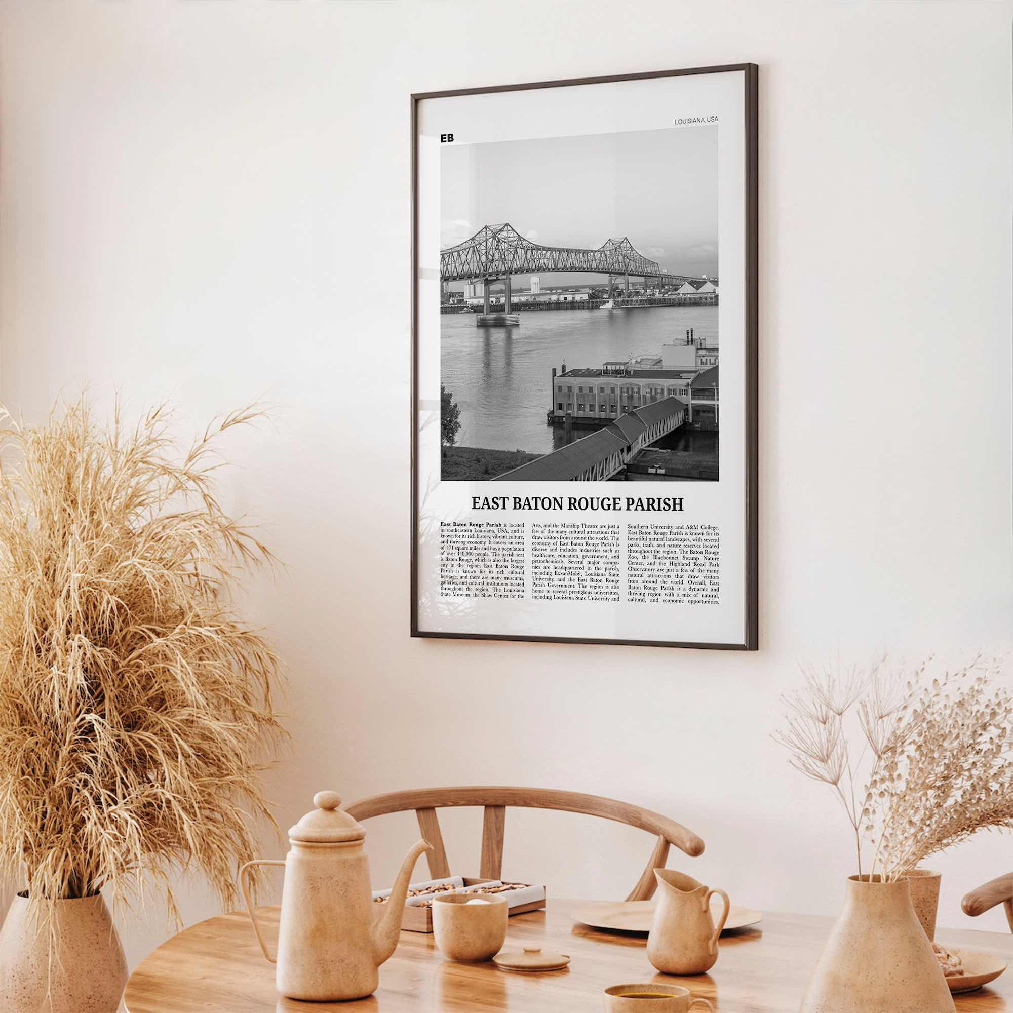 East Baton Rouge Parish Print Black and White, East Baton Wall Art, East Baton Poster, East Baton Photo, East Baton Wall Décor, Baton Map