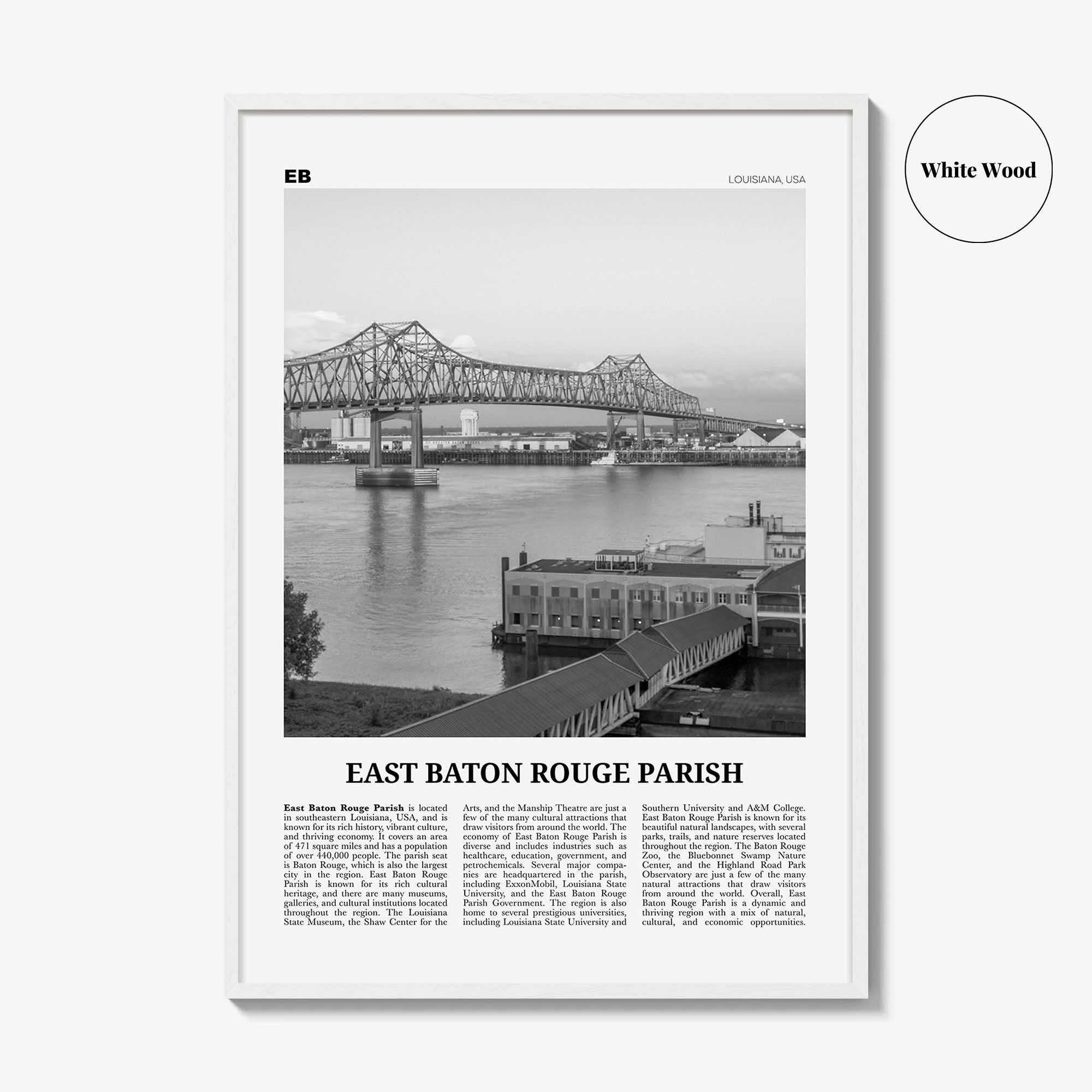 East Baton Rouge Parish Print Black and White, East Baton Wall Art, East Baton Poster, East Baton Photo, East Baton Wall Décor, Baton Map