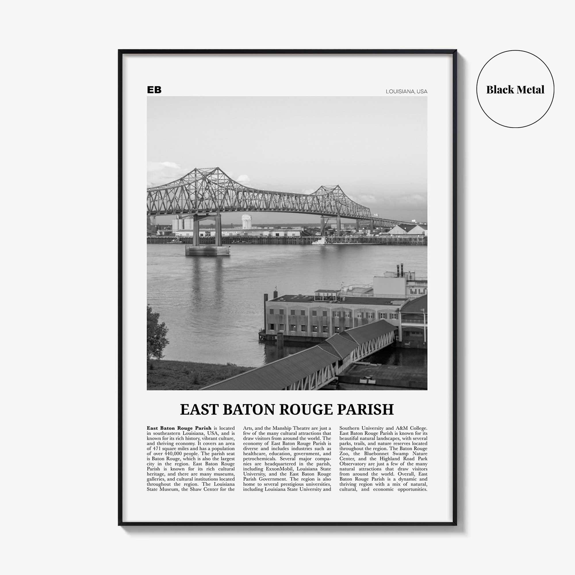 East Baton Rouge Parish Print Black and White, East Baton Wall Art, East Baton Poster, East Baton Photo, East Baton Wall Décor, Baton Map