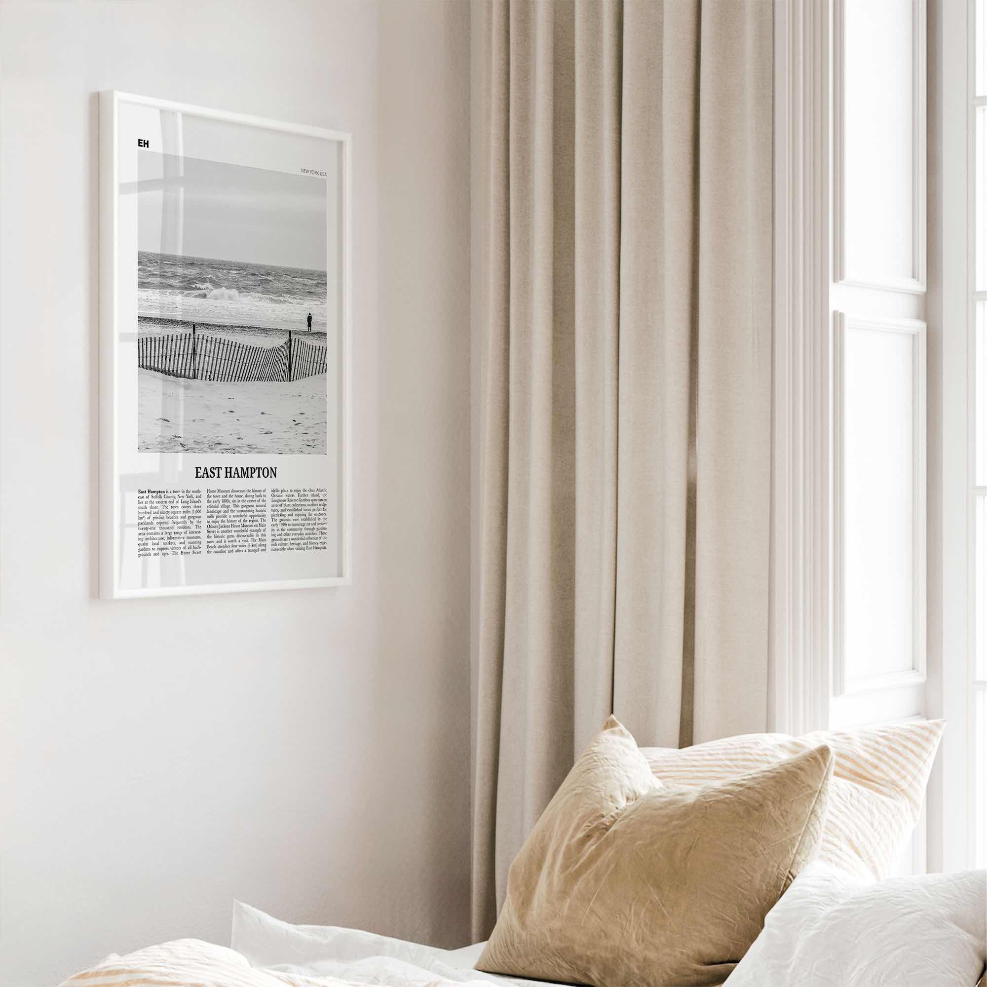 East Hampton Print Black and White, East Hampton Wall Art, East Hampton Poster, East Hampton Photo, East Hampton Map, New York, USA
