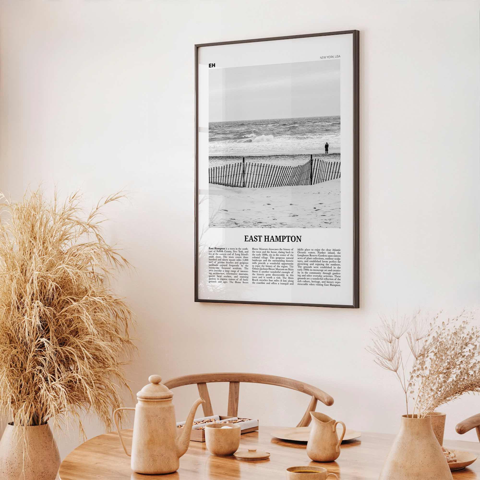East Hampton Print Black and White, East Hampton Wall Art, East Hampton Poster, East Hampton Photo, East Hampton Map, New York, USA