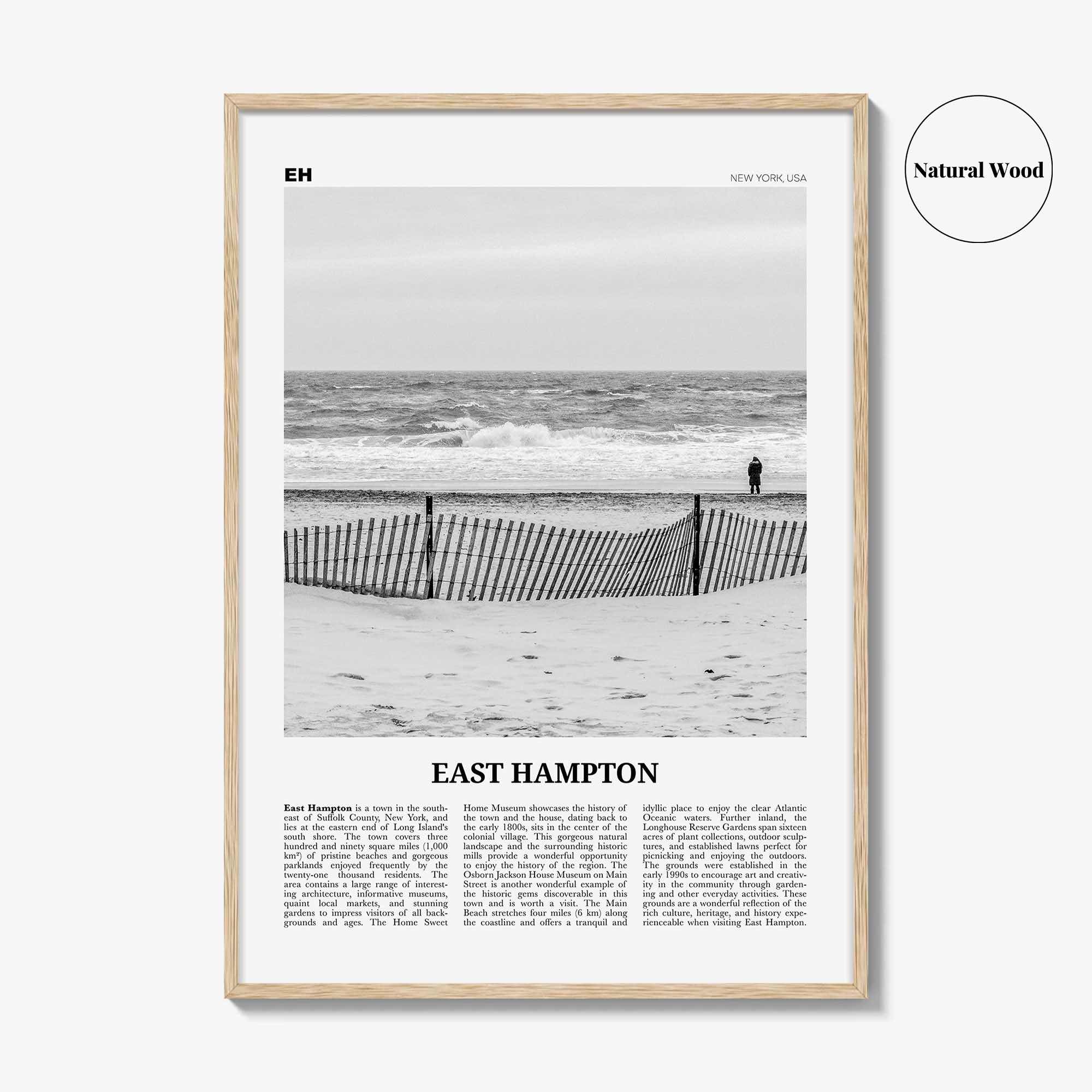 East Hampton Print Black and White, East Hampton Wall Art, East Hampton Poster, East Hampton Photo, East Hampton Map, New York, USA