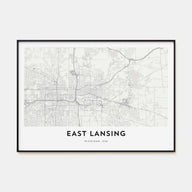 East Lansing Map Landscape Poster