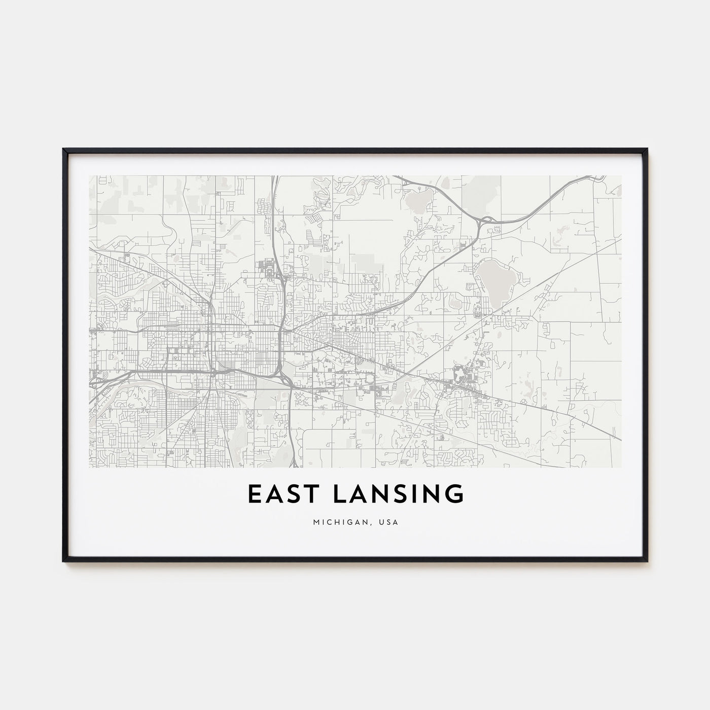 East Lansing Map Landscape Poster