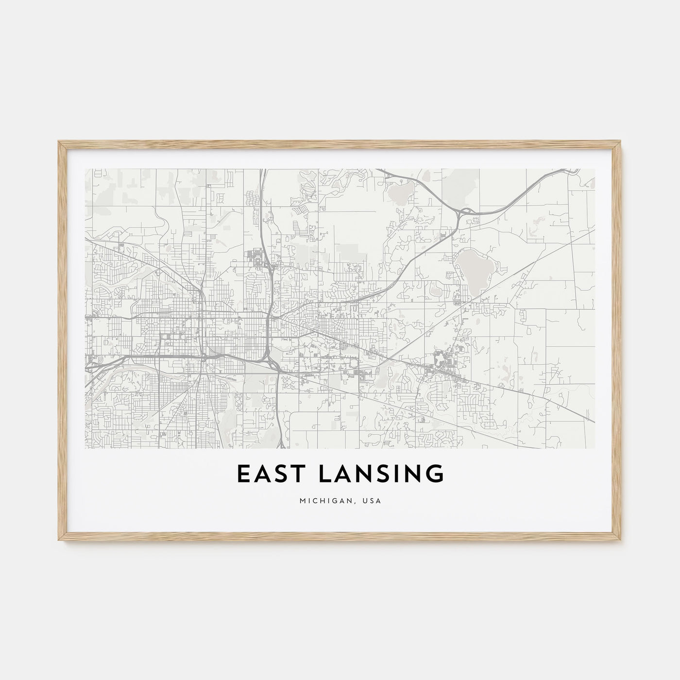 East Lansing Map Landscape Poster