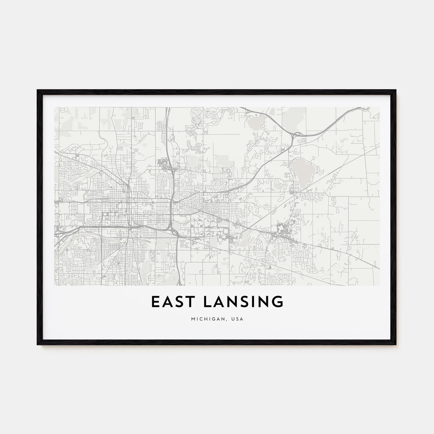 East Lansing Map Landscape Poster