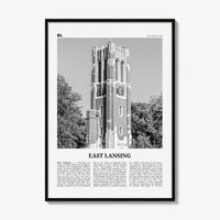 East Lansing Print Black and White, East Lansing Wall Art, East Lansing Poster, East Lansing Photo, East Lansing Wall Décor, Michigan, USA