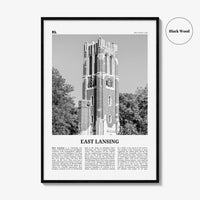 East Lansing Print Black and White, East Lansing Wall Art, East Lansing Poster, East Lansing Photo, East Lansing Wall Décor, Michigan, USA