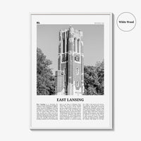 East Lansing Print Black and White, East Lansing Wall Art, East Lansing Poster, East Lansing Photo, East Lansing Wall Décor, Michigan, USA