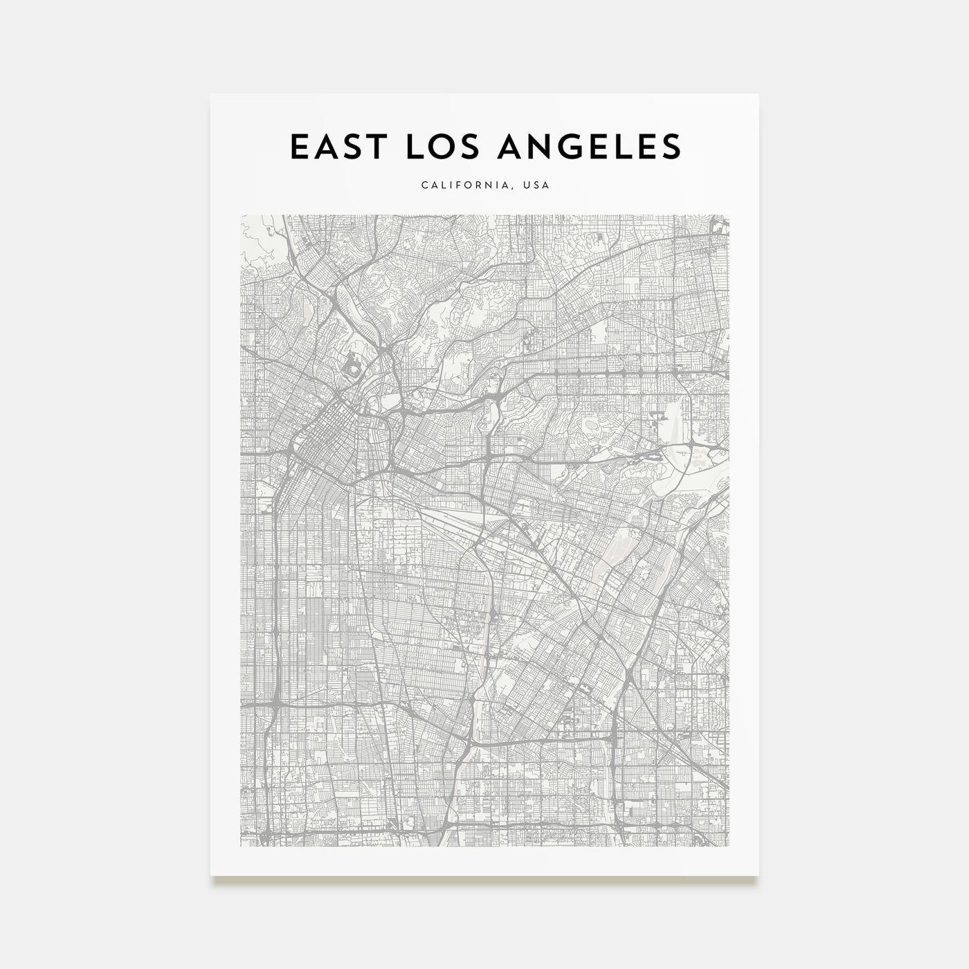 East Los Angeles Map Portrait Poster