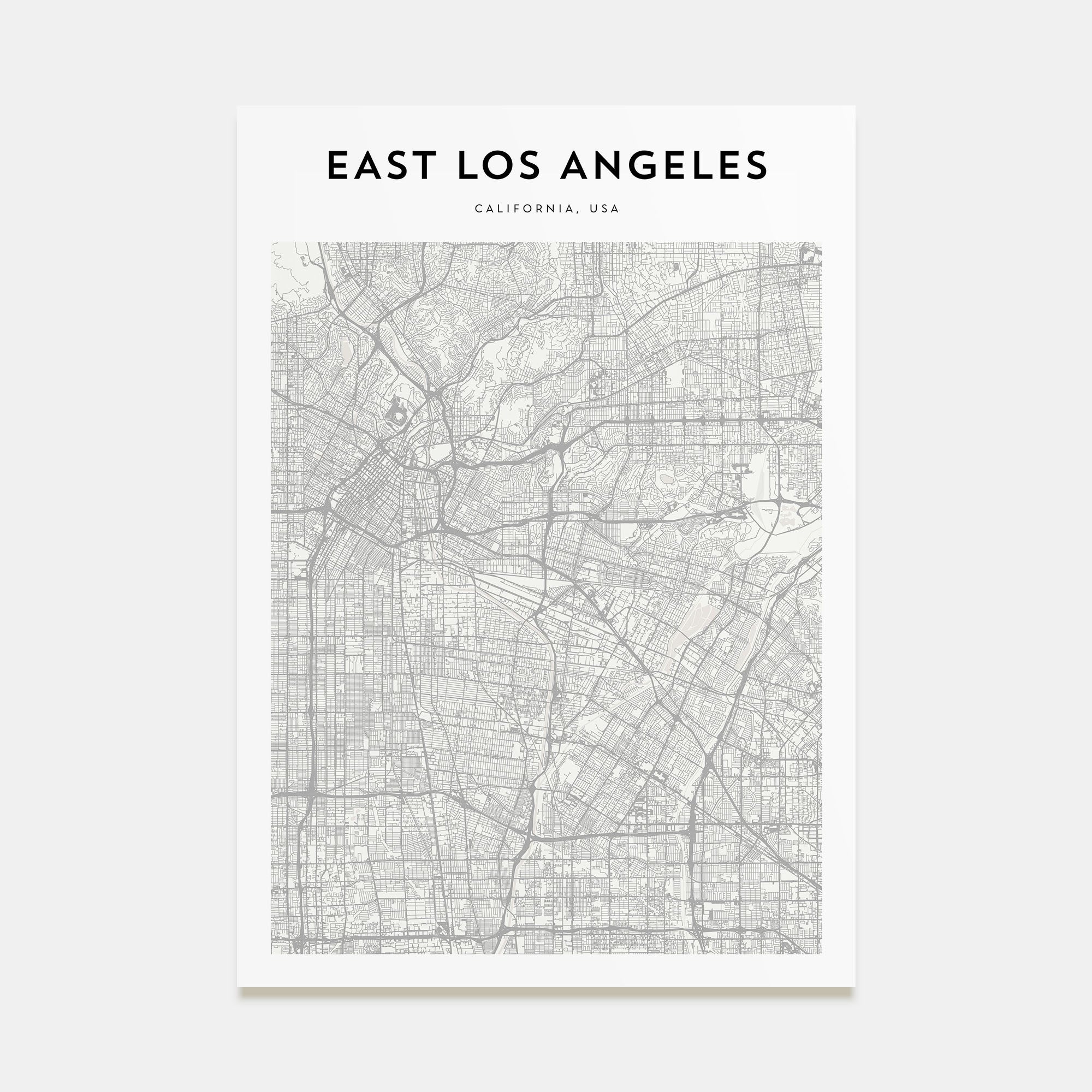 East Los Angeles Map Portrait Poster