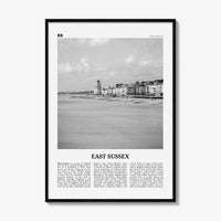 East Sussex Print Black and White, East Sussex Wall Art, East Sussex Poster, East Sussex Photo, East Sussex Map, England, UK, United Kingdom