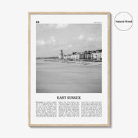 East Sussex Print Black and White, East Sussex Wall Art, East Sussex Poster, East Sussex Photo, East Sussex Map, England, UK, United Kingdom