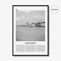 East Sussex Print Black and White, East Sussex Wall Art, East Sussex Poster, East Sussex Photo, East Sussex Map, England, UK, United Kingdom