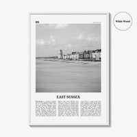 East Sussex Print Black and White, East Sussex Wall Art, East Sussex Poster, East Sussex Photo, East Sussex Map, England, UK, United Kingdom