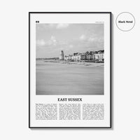 East Sussex Print Black and White, East Sussex Wall Art, East Sussex Poster, East Sussex Photo, East Sussex Map, England, UK, United Kingdom