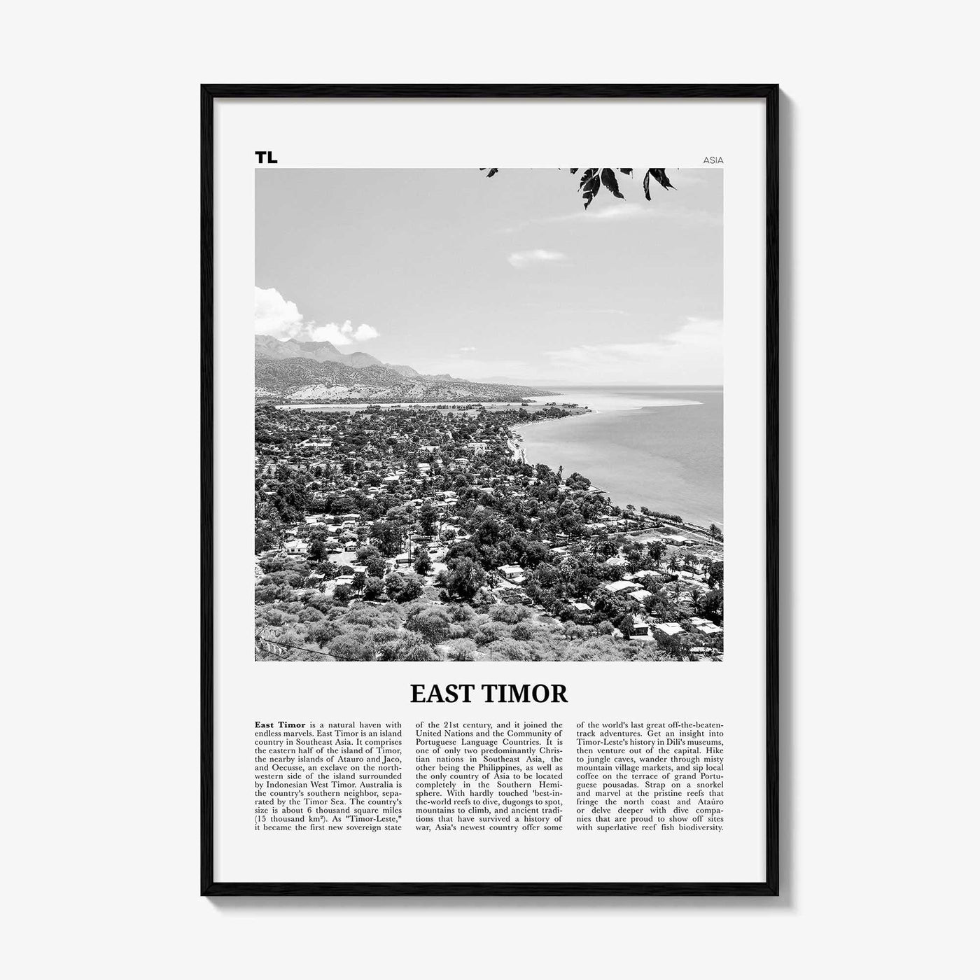 East Timor Print Black and White, East Timor Wall Art, East Timor Poster, East Timor Photo, East Timor Wall Decor, Dili, Timor-Leste, Asia