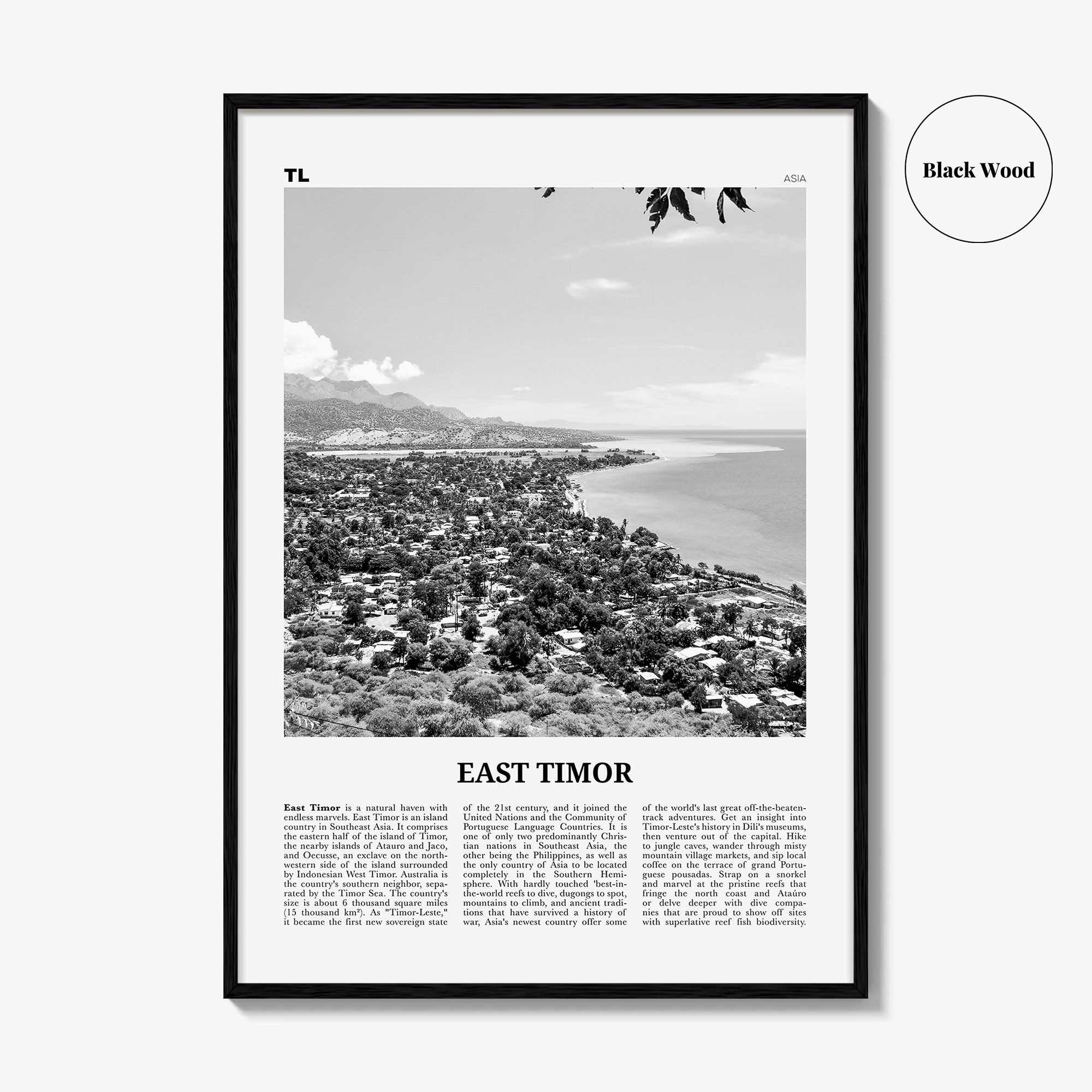 East Timor Print Black and White, East Timor Wall Art, East Timor Poster, East Timor Photo, East Timor Wall Decor, Dili, Timor-Leste, Asia