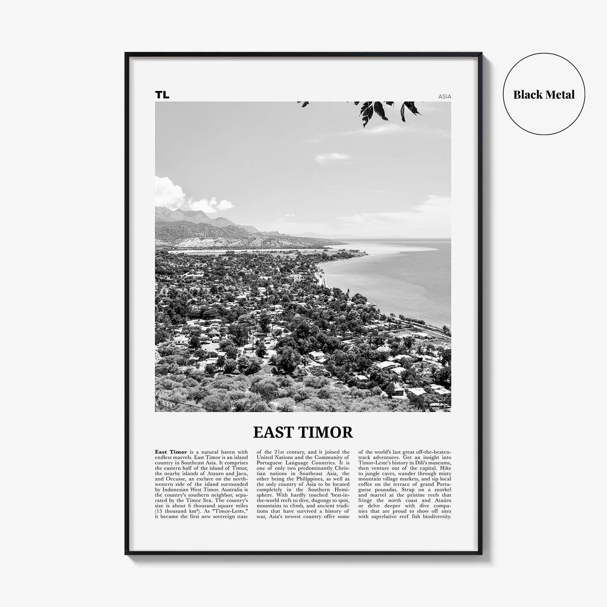 East Timor Print Black and White, East Timor Wall Art, East Timor Poster, East Timor Photo, East Timor Wall Decor, Dili, Timor-Leste, Asia