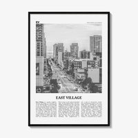 East Village Print Black and White San Diego, East Village Wall Art, East Village Poster, California, USA, United States, North America