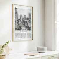 East Village Print Black and White San Diego, East Village Wall Art, East Village Poster, California, USA, United States, North America