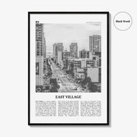 East Village Print Black and White San Diego, East Village Wall Art, East Village Poster, California, USA, United States, North America