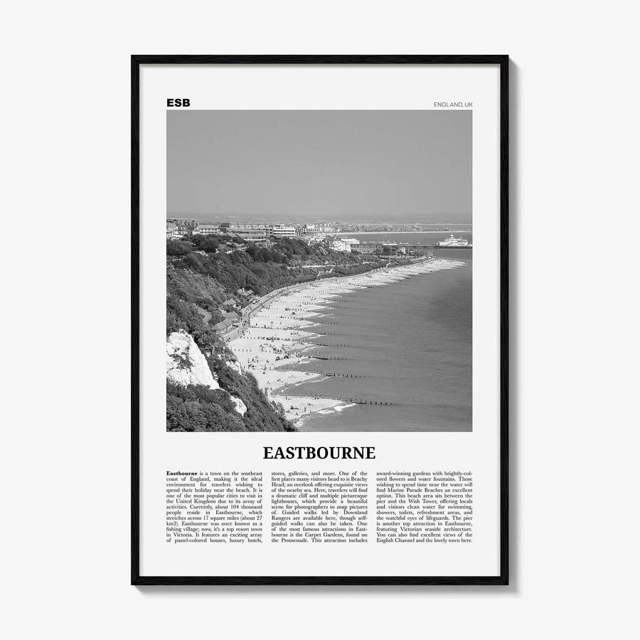Eastbourne Print Black and White, Eastbourne Wall Art, Eastbourne Poster, Eastbourne Photo, Eastbourne Wall Décor, Eastbourne Map,