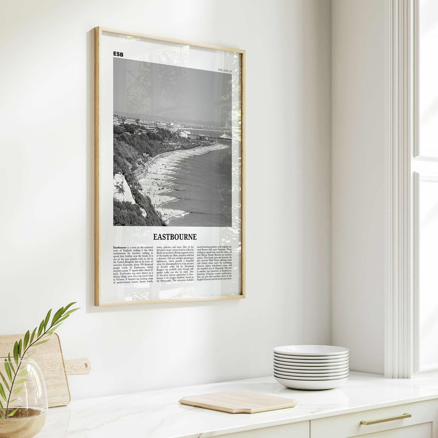 Eastbourne Print Black and White, Eastbourne Wall Art, Eastbourne Poster, Eastbourne Photo, Eastbourne Wall Décor, Eastbourne Map,