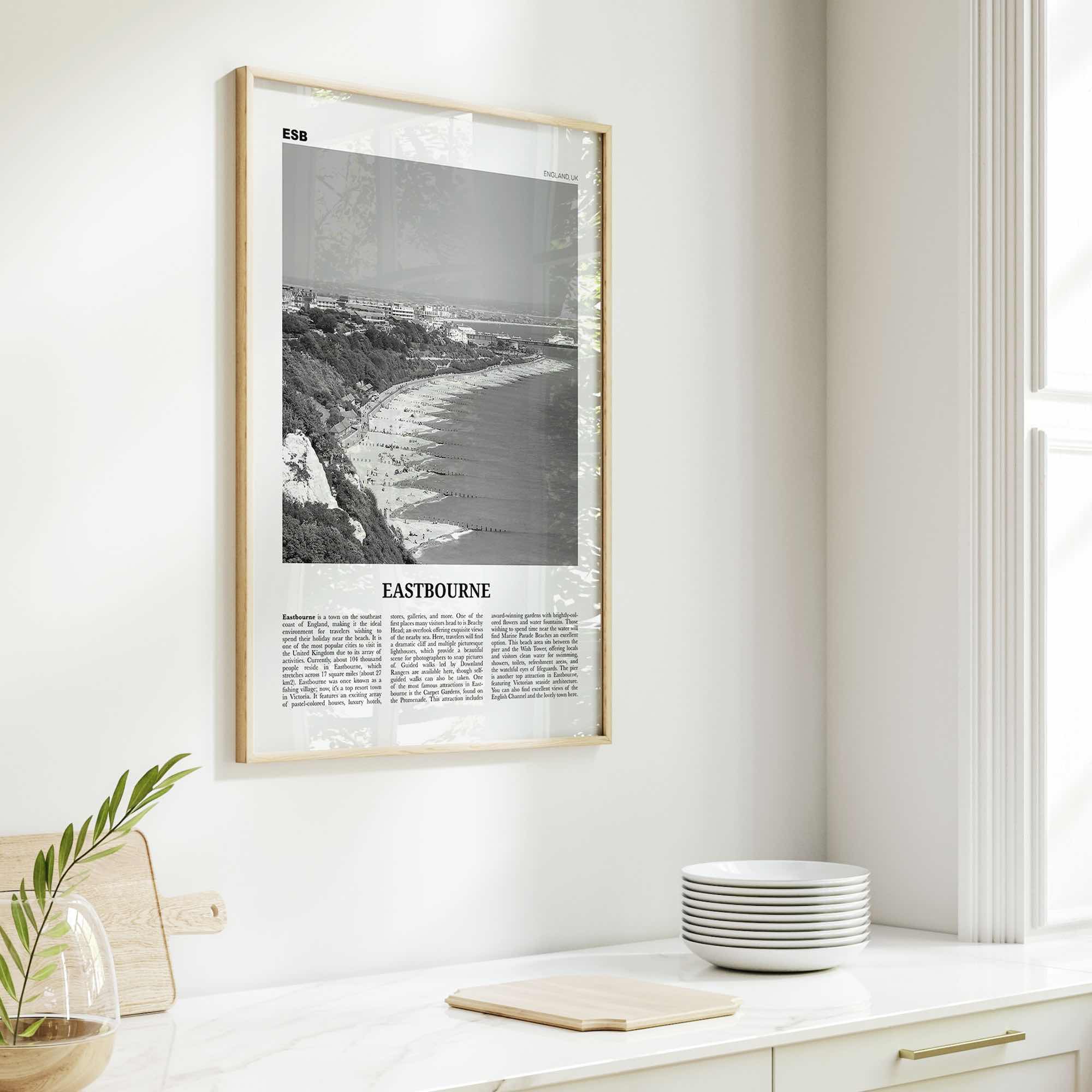 Eastbourne Print Black and White, Eastbourne Wall Art, Eastbourne Poster, Eastbourne Photo, Eastbourne Wall Décor, Eastbourne Map,