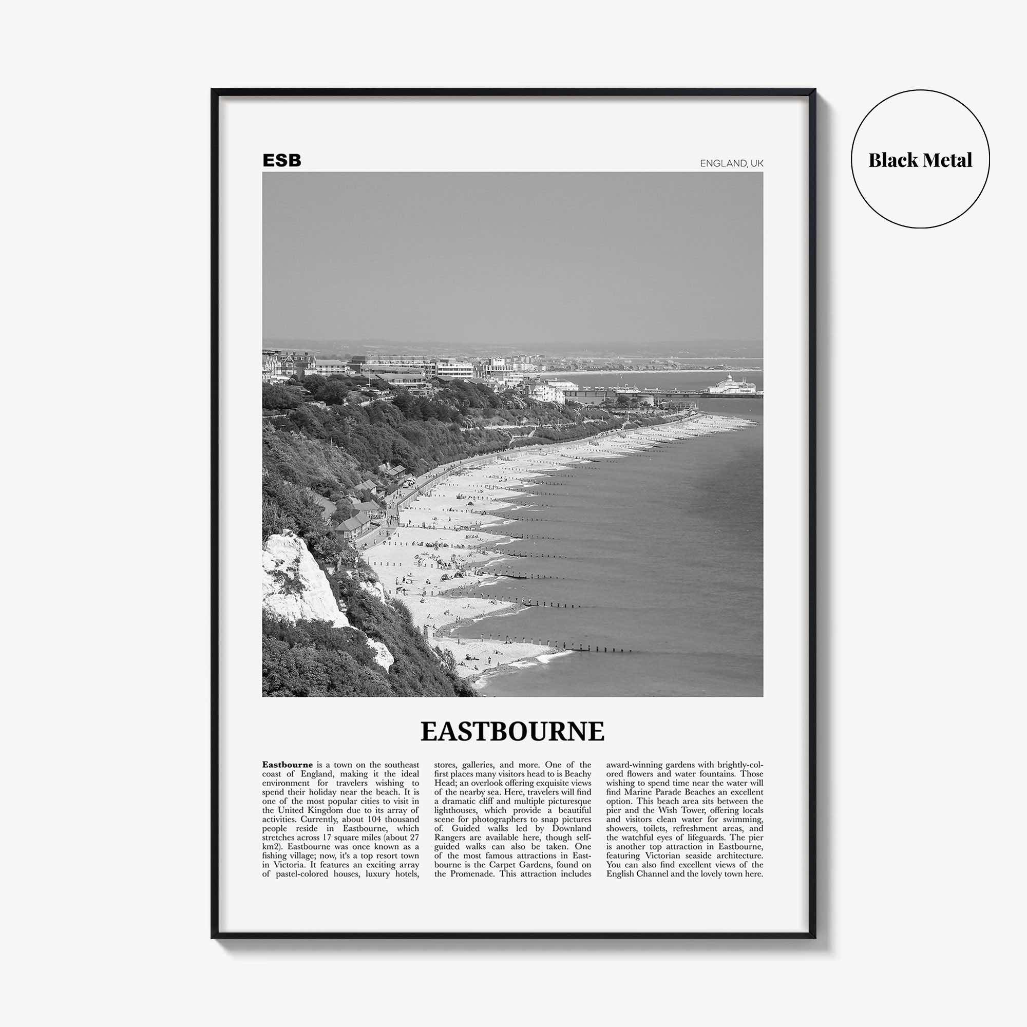 Eastbourne Print Black and White, Eastbourne Wall Art, Eastbourne Poster, Eastbourne Photo, Eastbourne Wall Décor, Eastbourne Map,