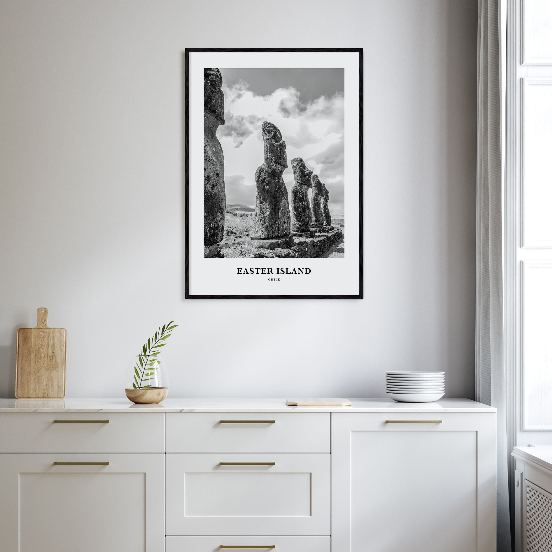 Easter Island Portrait B&W Poster