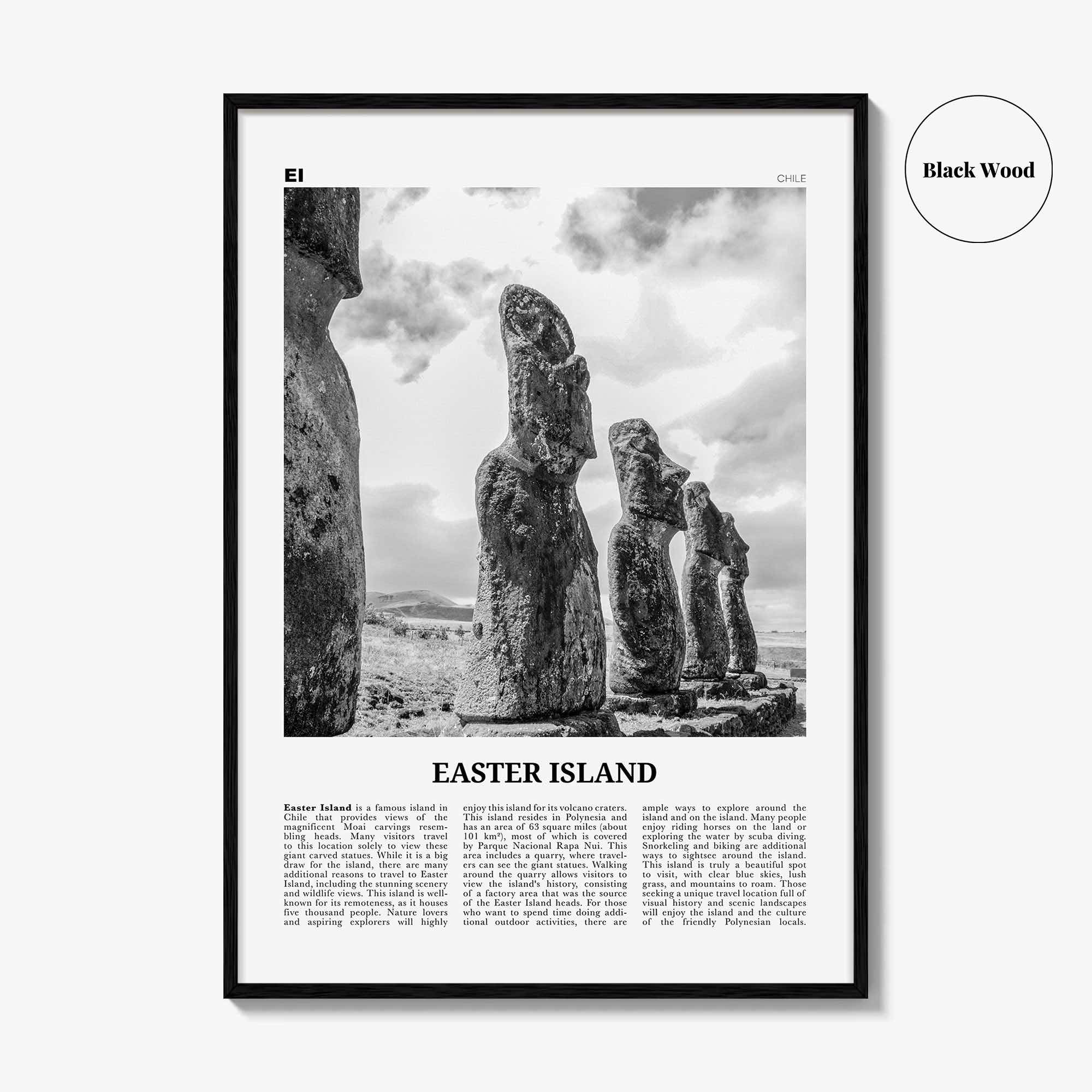Easter Island Print Black and White, Easter Island Wall Art, Easter Island Poster, Easter Island Photo, Easter Island Wall Décor, Chile