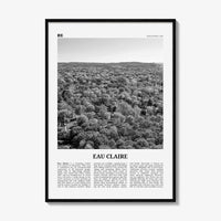 Eau Claire Print Black and White, Eau Claire Wall Art, Eau Claire Poster, Eau Claire Photo, Eau Claire Wall Décor, Eau Claire Map, Wisconsin