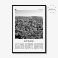 Eau Claire Print Black and White, Eau Claire Wall Art, Eau Claire Poster, Eau Claire Photo, Eau Claire Wall Décor, Eau Claire Map, Wisconsin