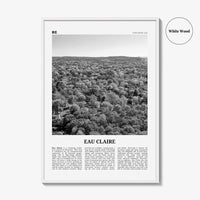 Eau Claire Print Black and White, Eau Claire Wall Art, Eau Claire Poster, Eau Claire Photo, Eau Claire Wall Décor, Eau Claire Map, Wisconsin