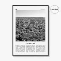 Eau Claire Print Black and White, Eau Claire Wall Art, Eau Claire Poster, Eau Claire Photo, Eau Claire Wall Décor, Eau Claire Map, Wisconsin