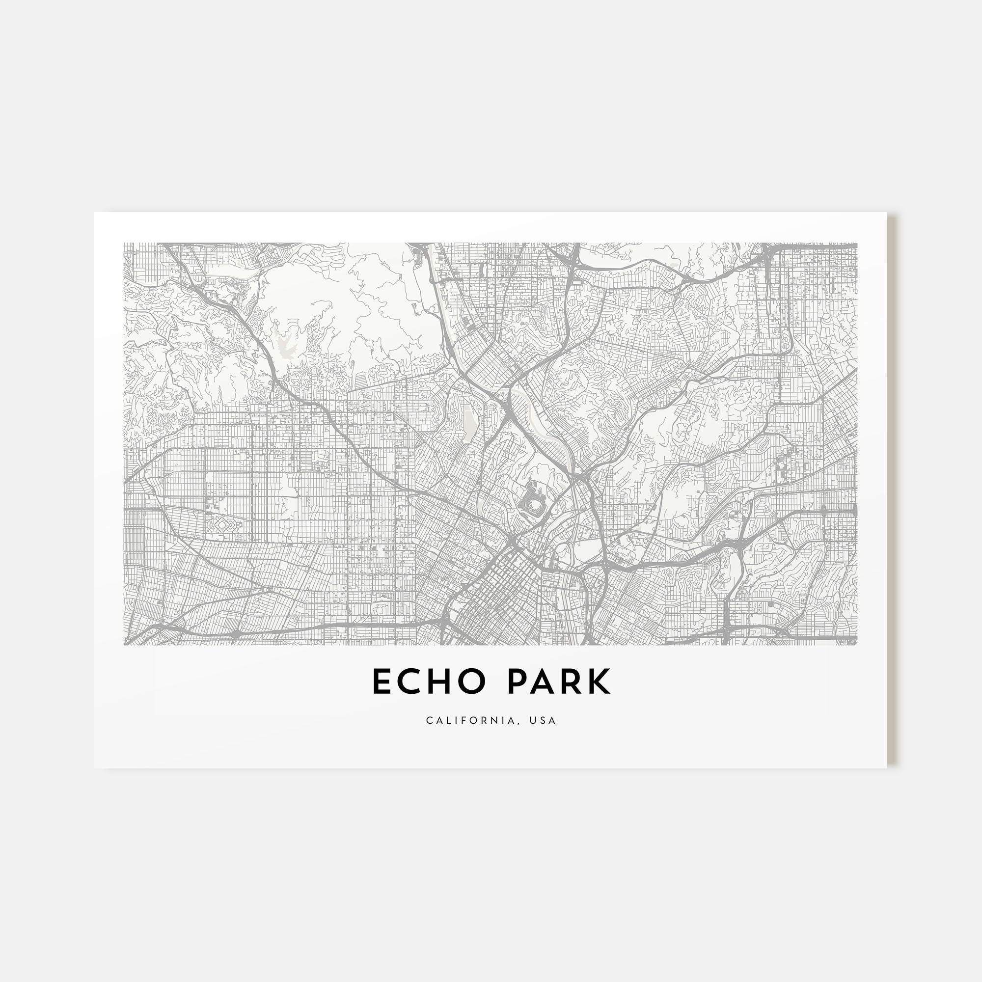 Echo Park Map Landscape Poster