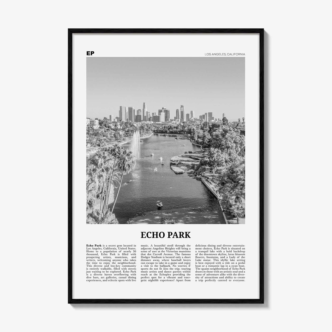 Echo Park Print Black and White No 1, Echo Park Wall Art, Echo Park Poster, Echo Park Photo, Echo Park Wall Décor, Los Angeles, California