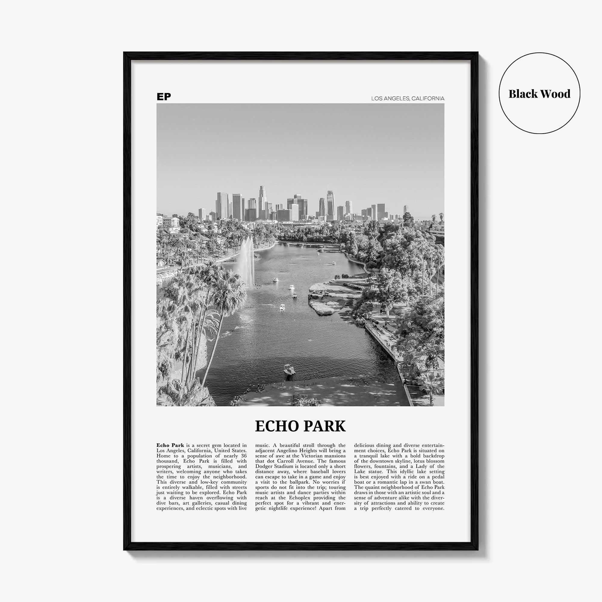 Echo Park Print Black and White No 1, Echo Park Wall Art, Echo Park Poster, Echo Park Photo, Echo Park Wall Décor, Los Angeles, California
