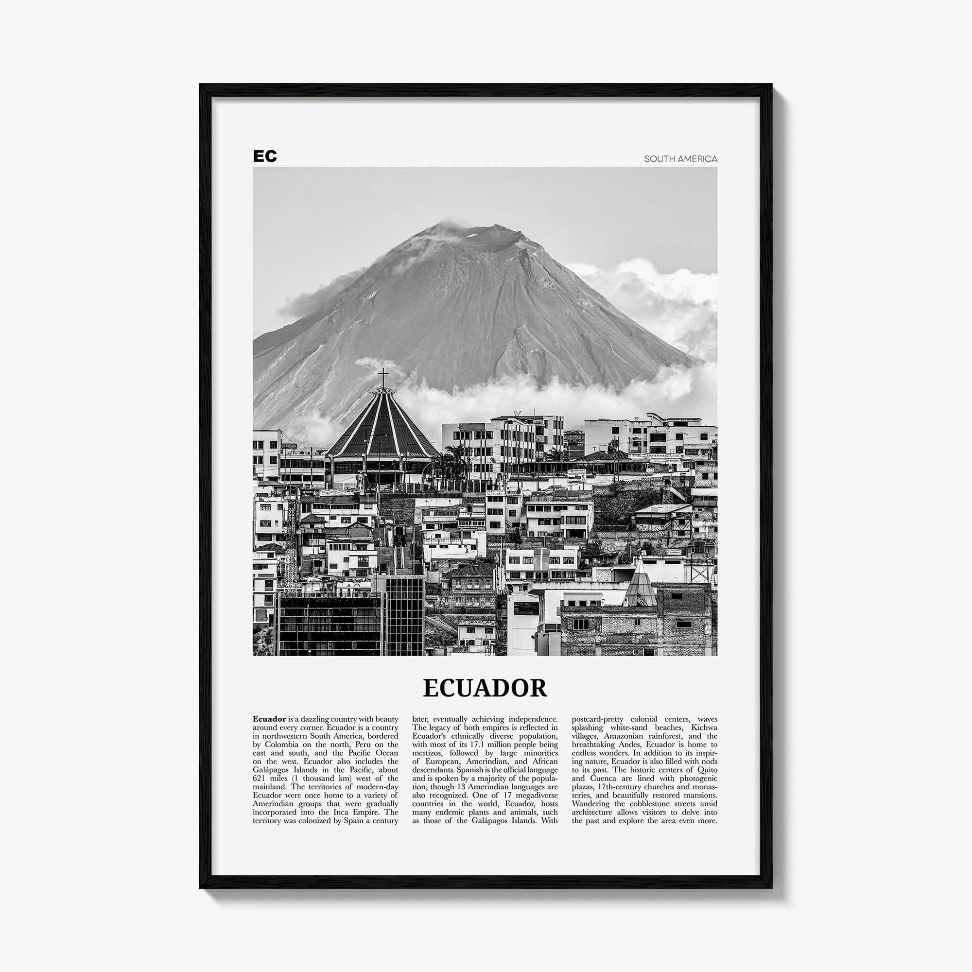 Ecuador Print Black and White No 1, Ecuador Wall Art, Ecuador Poster, Ecuador Photo, Ecuador Wall Decor, Guayaquil, Quito, South America