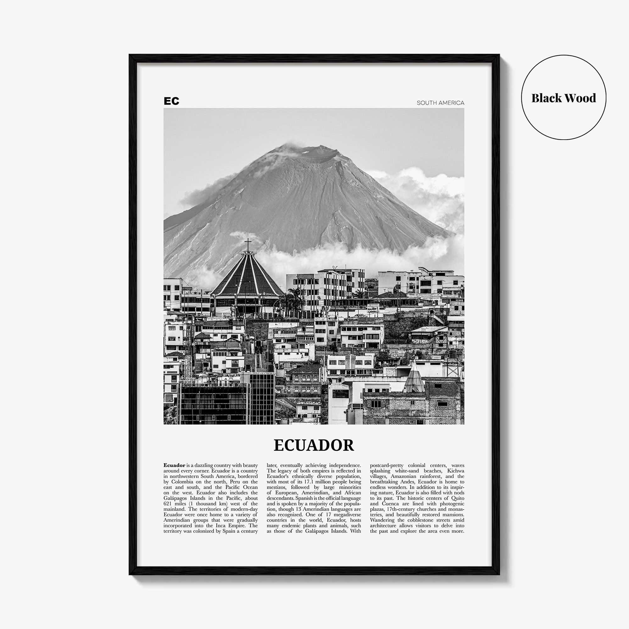 Ecuador Print Black and White No 1, Ecuador Wall Art, Ecuador Poster, Ecuador Photo, Ecuador Wall Decor, Guayaquil, Quito, South America